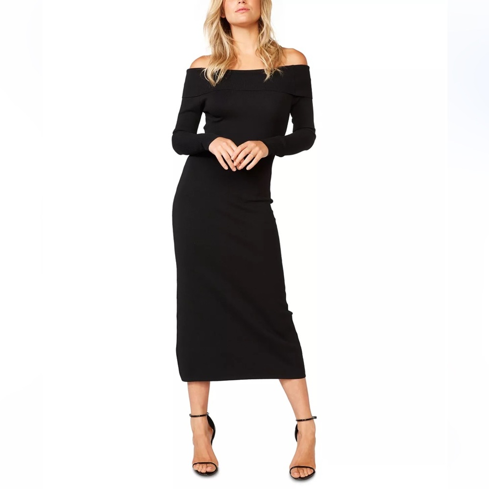 NWOT‼️REVOLVE - BARDOT Off Shoulder Knit Dress in Black (Size M) - Picture 13 of 13